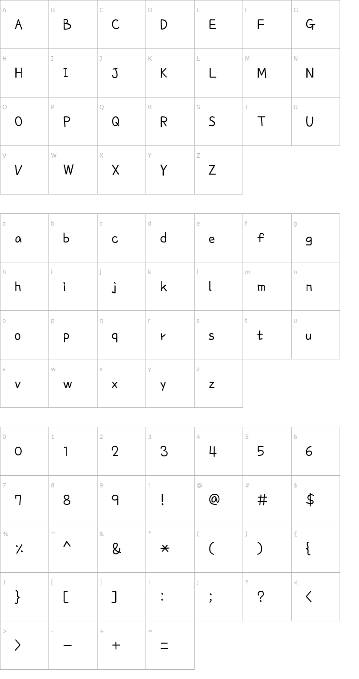 Character Map Poor Story Font