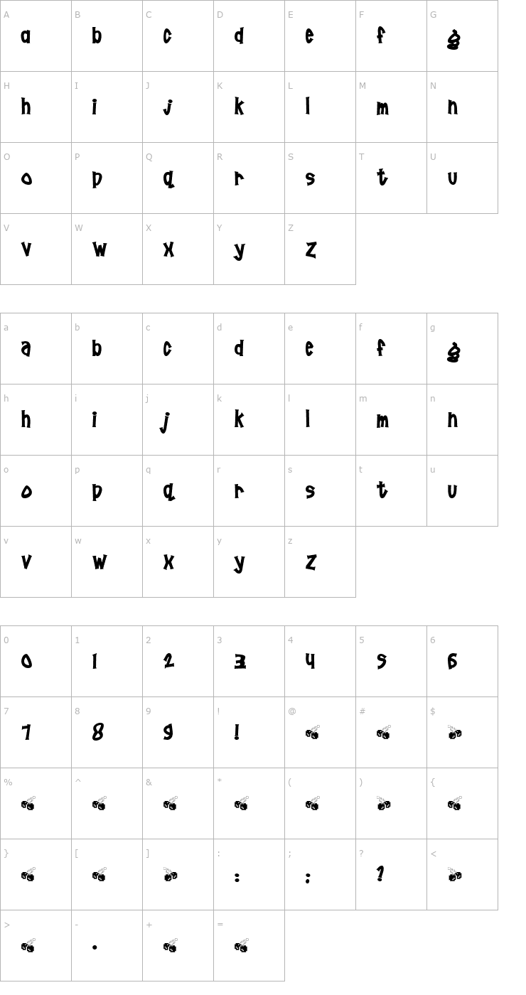 Character Map Poornut Font