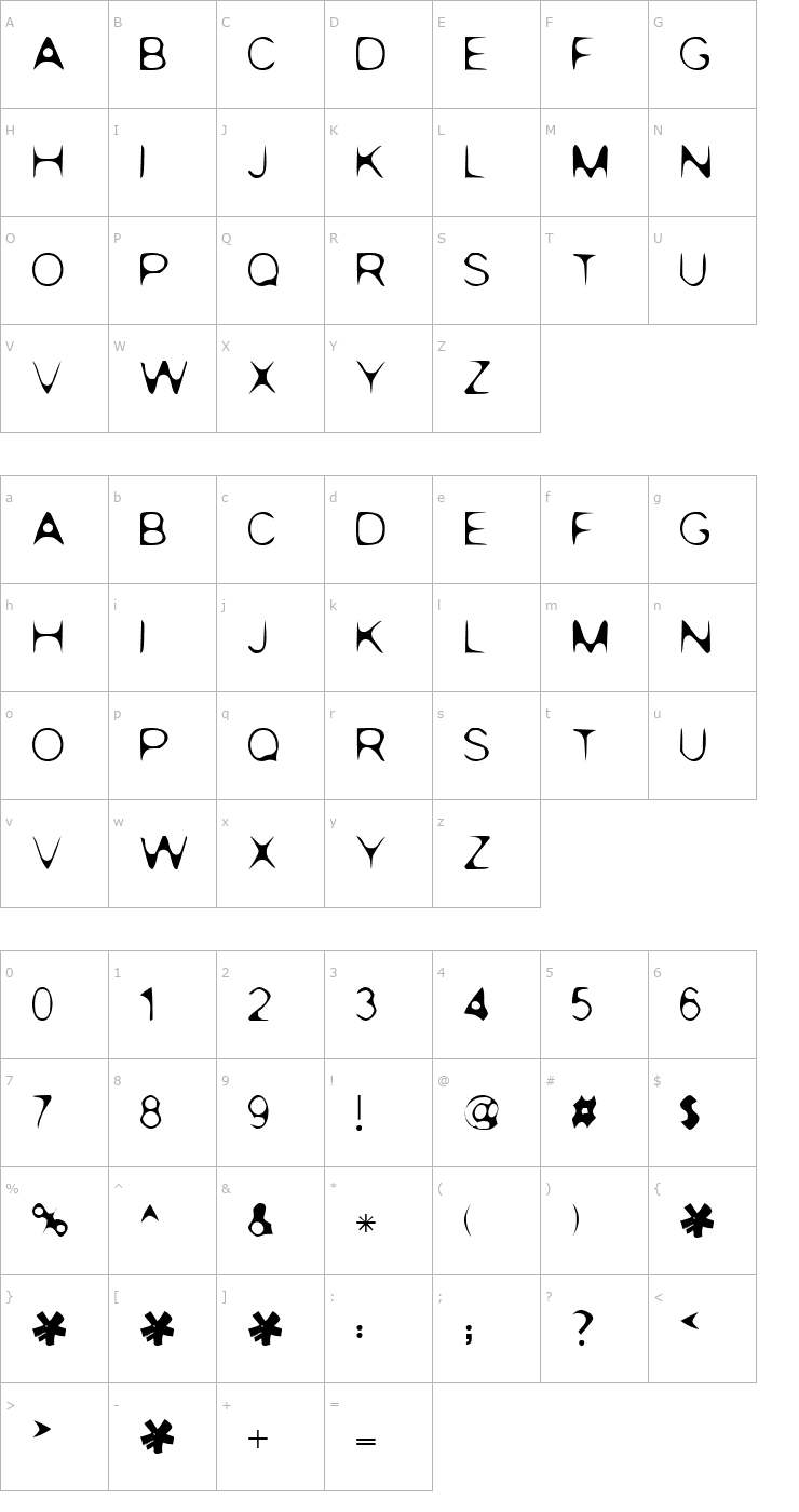 Character Map POP. 1280 Font