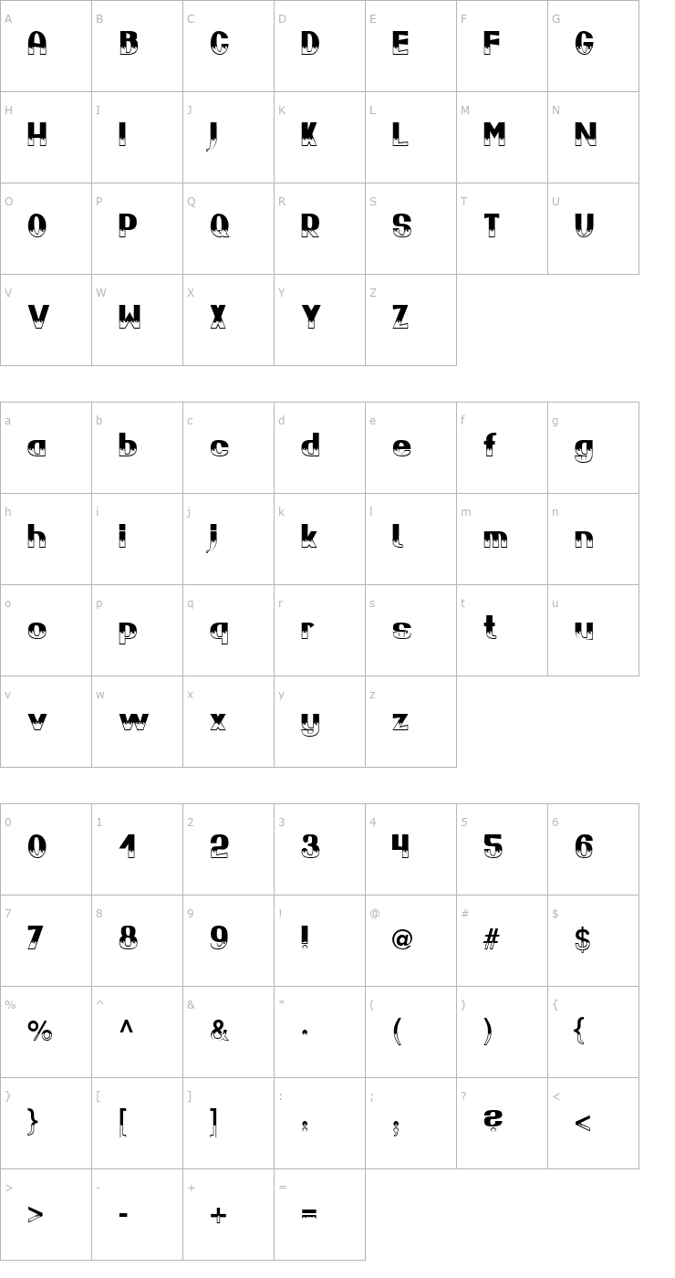 Character Map Popblood Becker Font