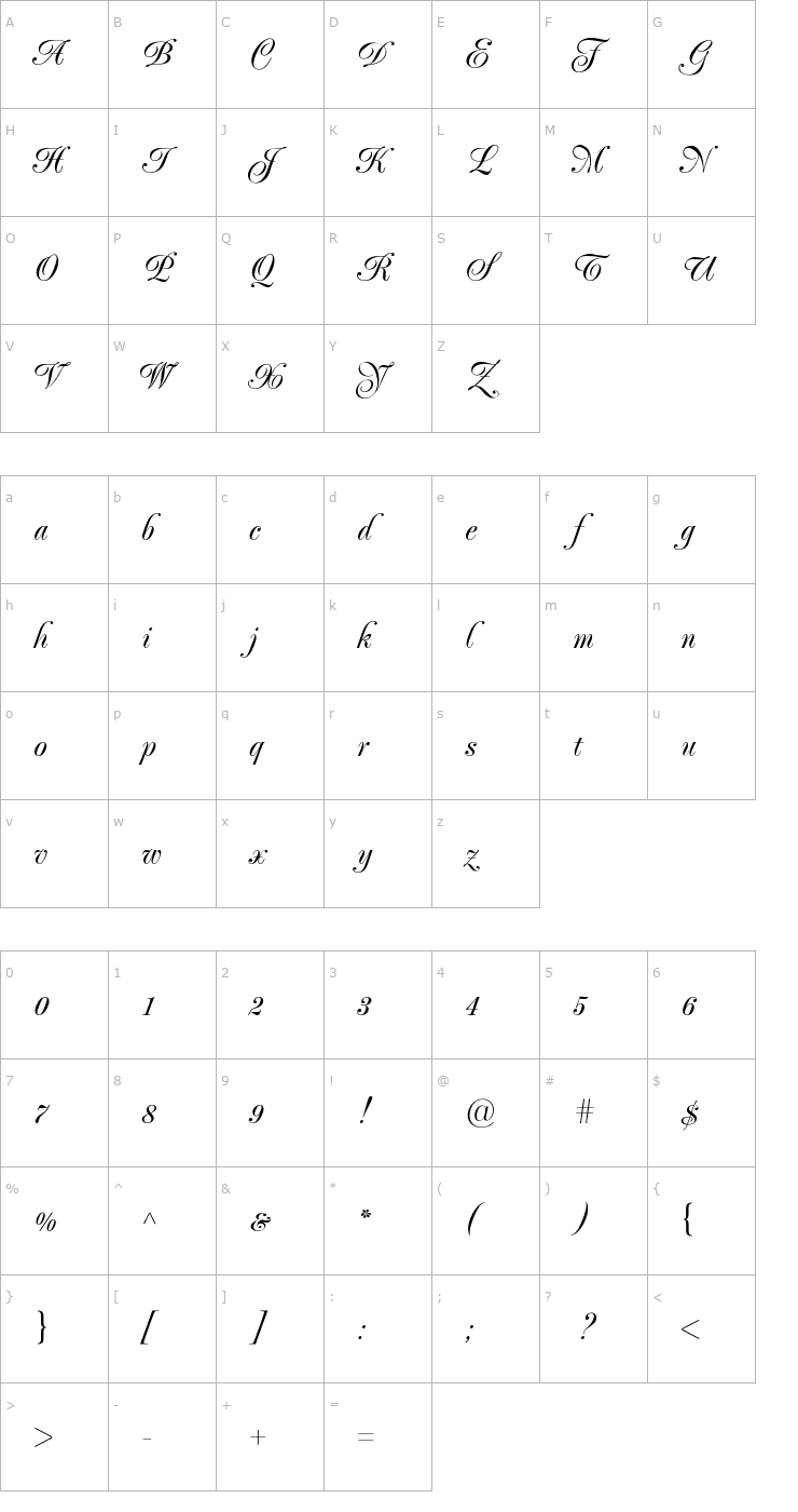 Character Map Poppl-Exquisit Font