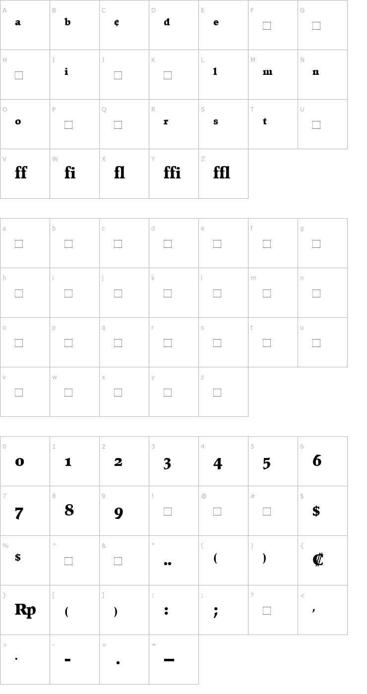 Character Map Poppl-PontifexBEExpert-Bold Font