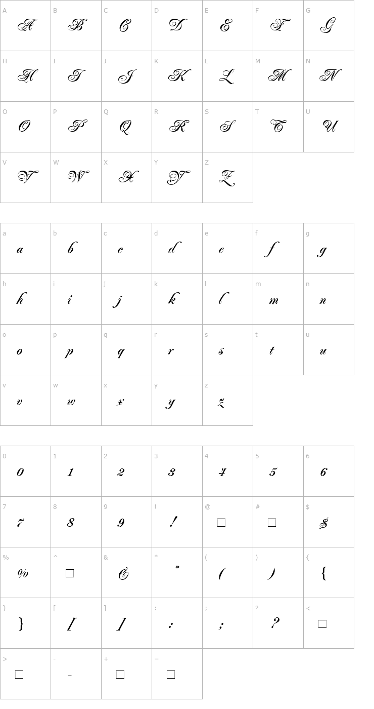 Character Map Poppl-Residenz Font