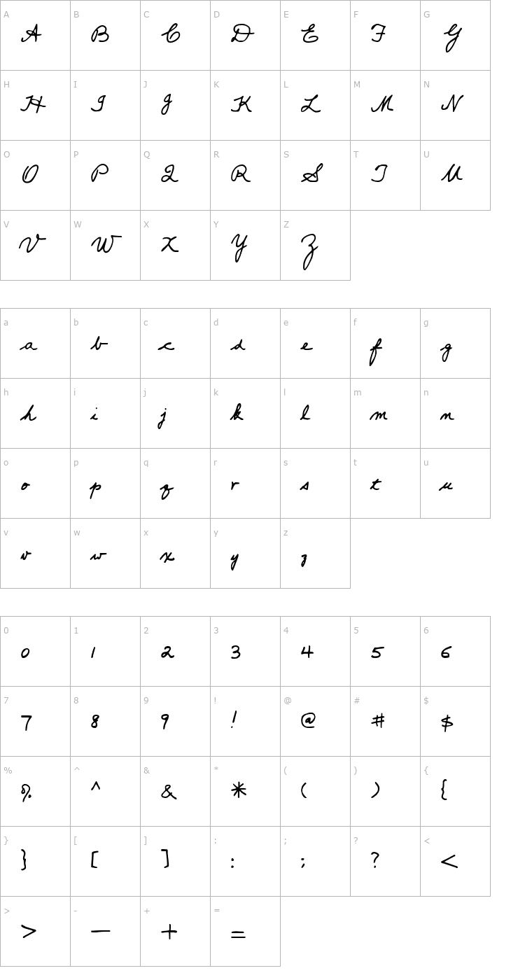 Character Map Popsies Font