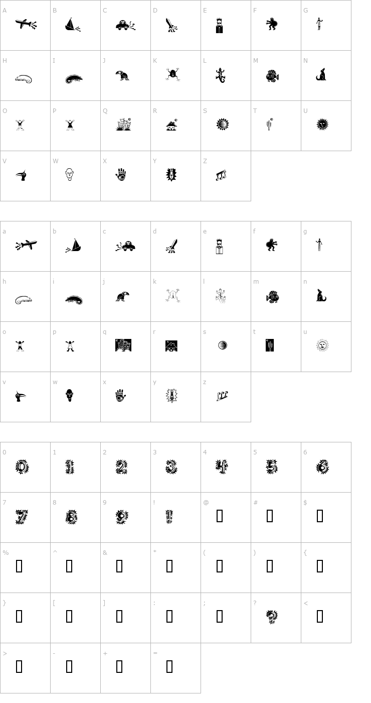 Character Map PopticsOneExtras Font