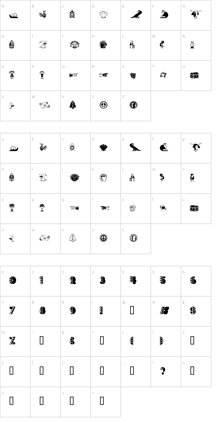 Character Map PopticsTwoExtras Font