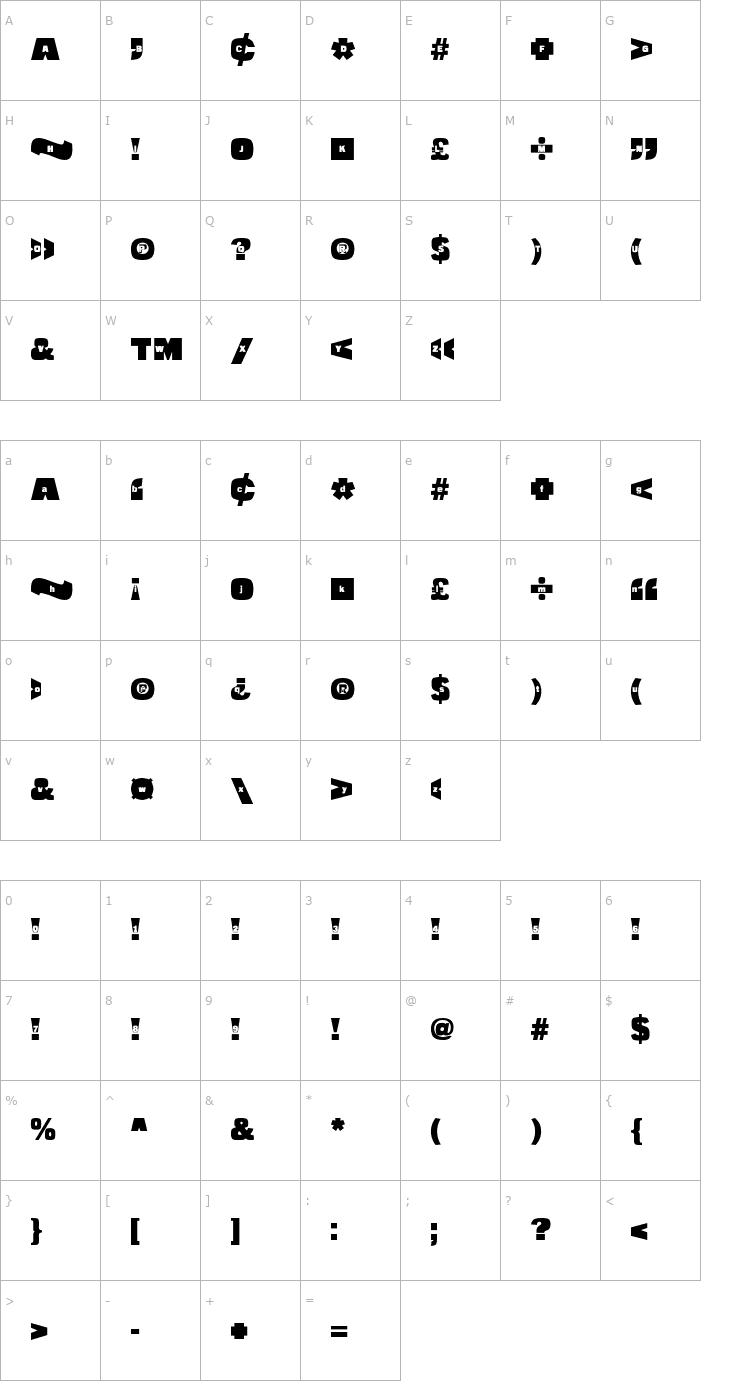 Character Map Populist Noise Font