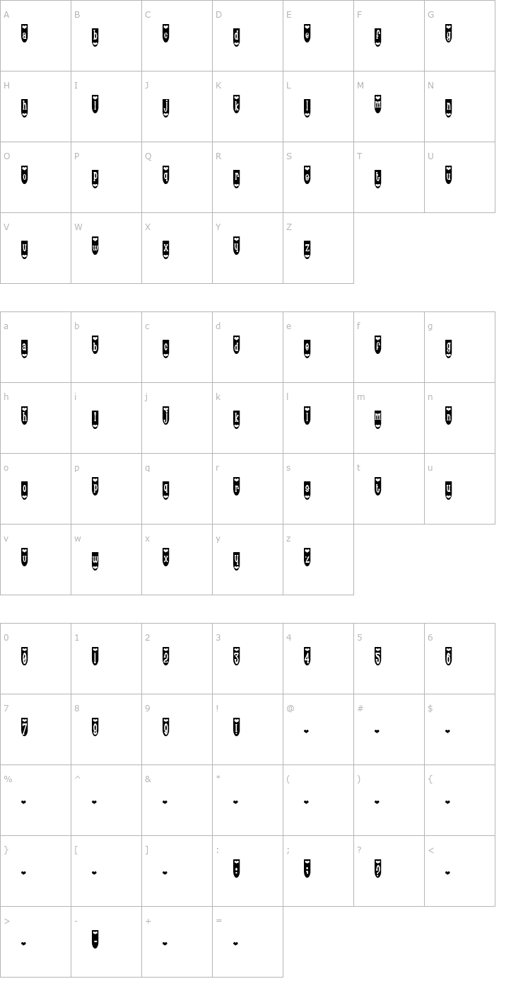 Character Map Populuxe Hearton Font