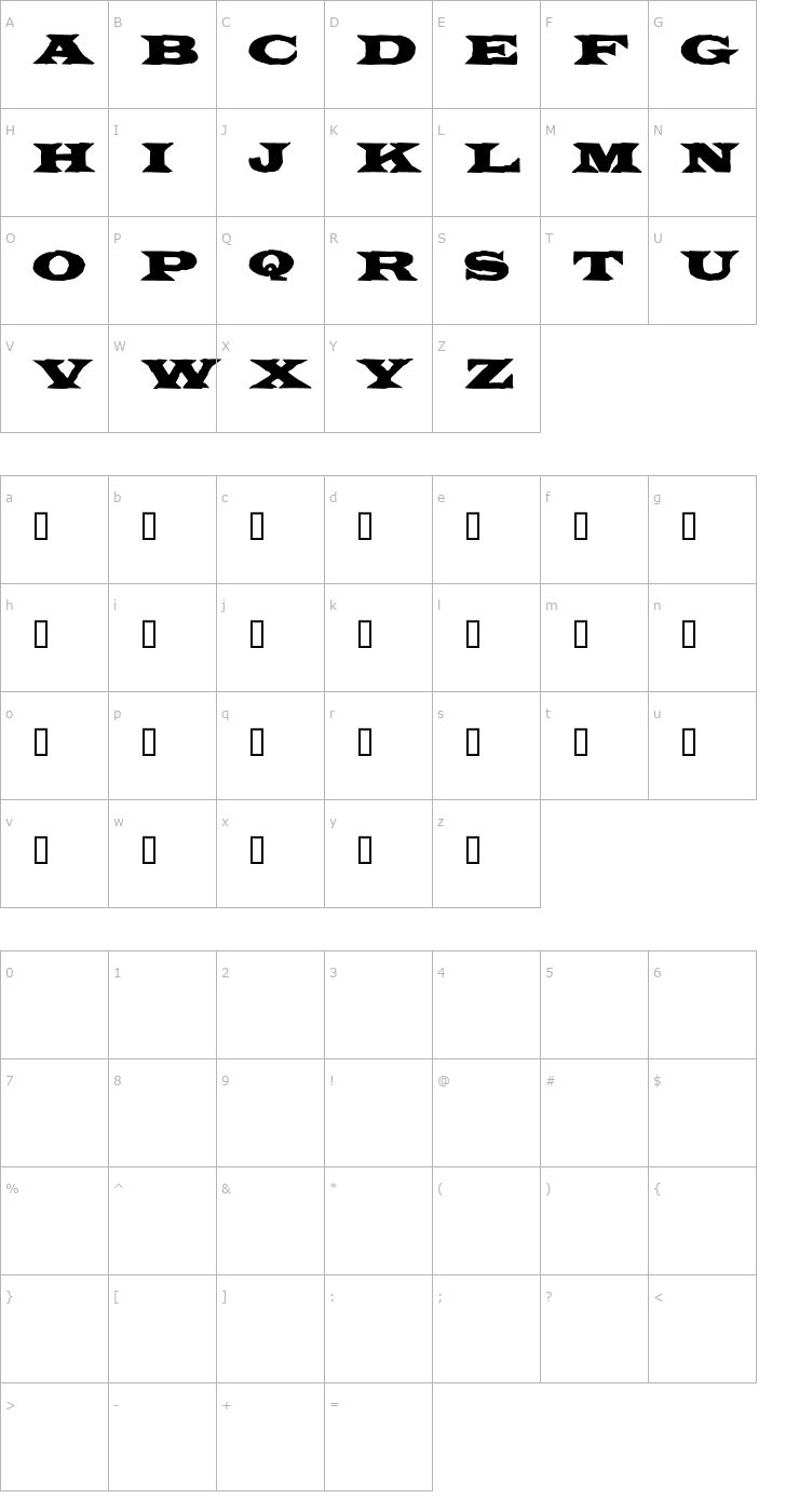 Character Map Pork Soda Font