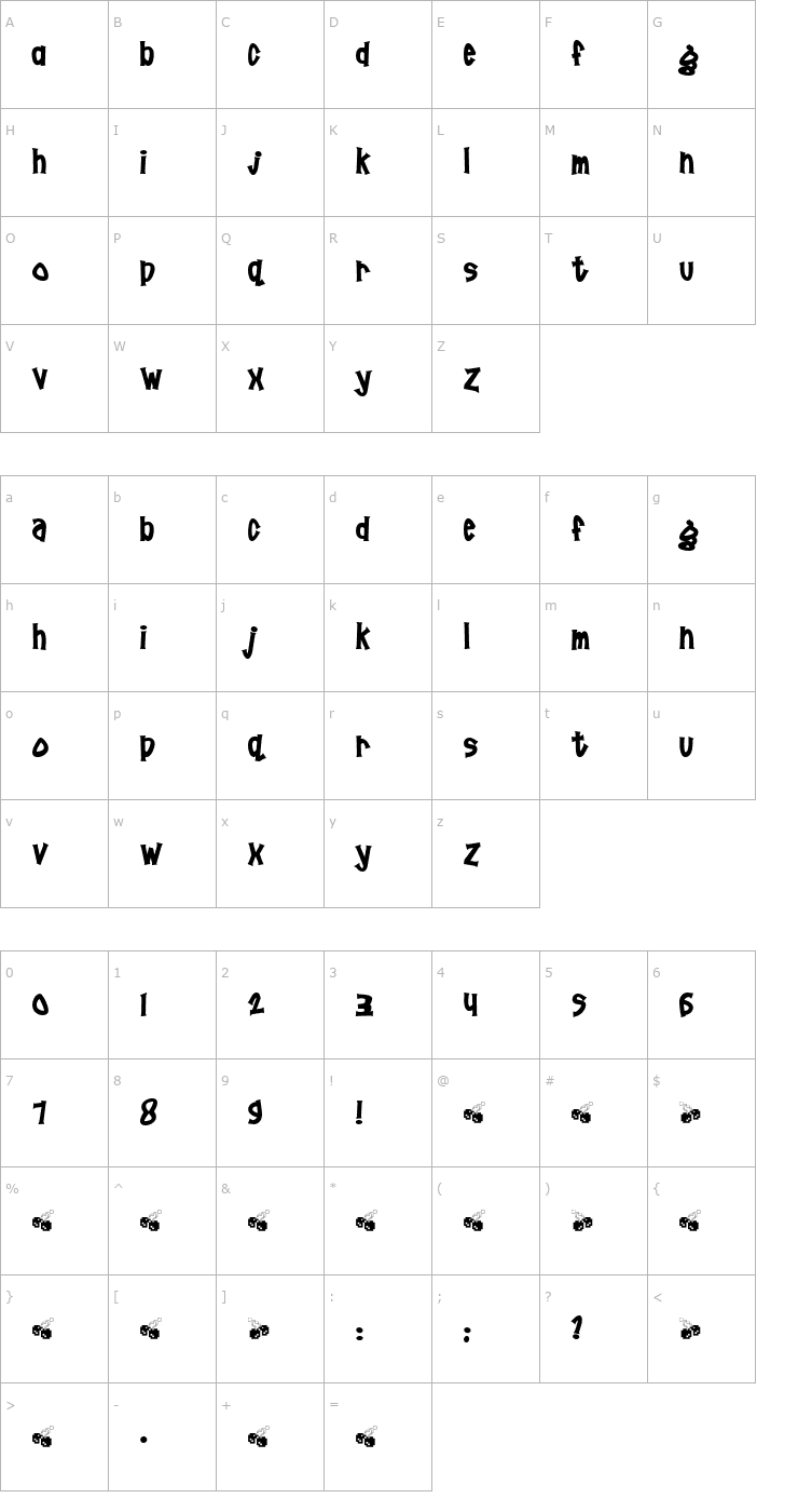 Character Map Pornhut Font
