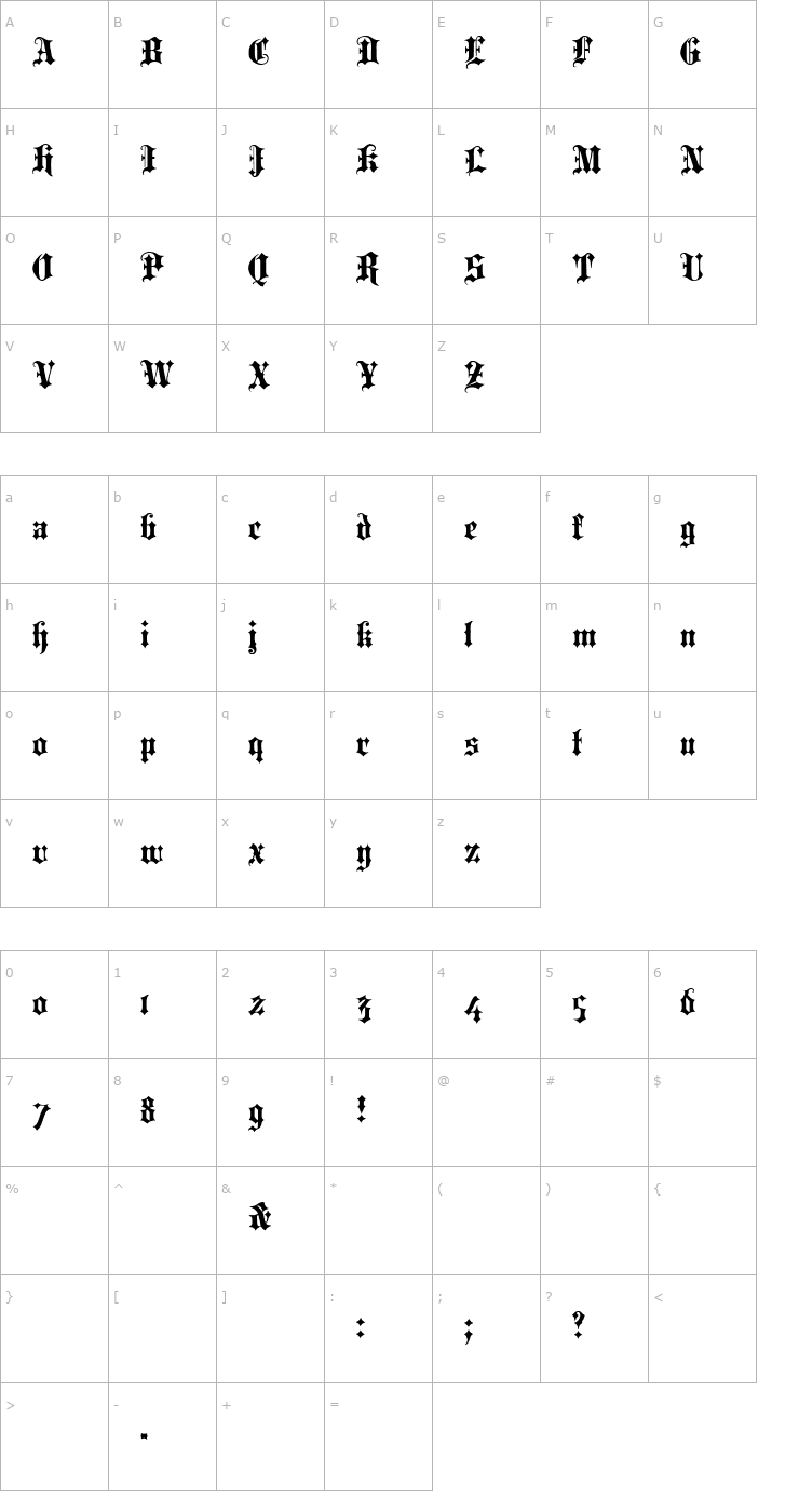 Character Map Portcullion Bold Font
