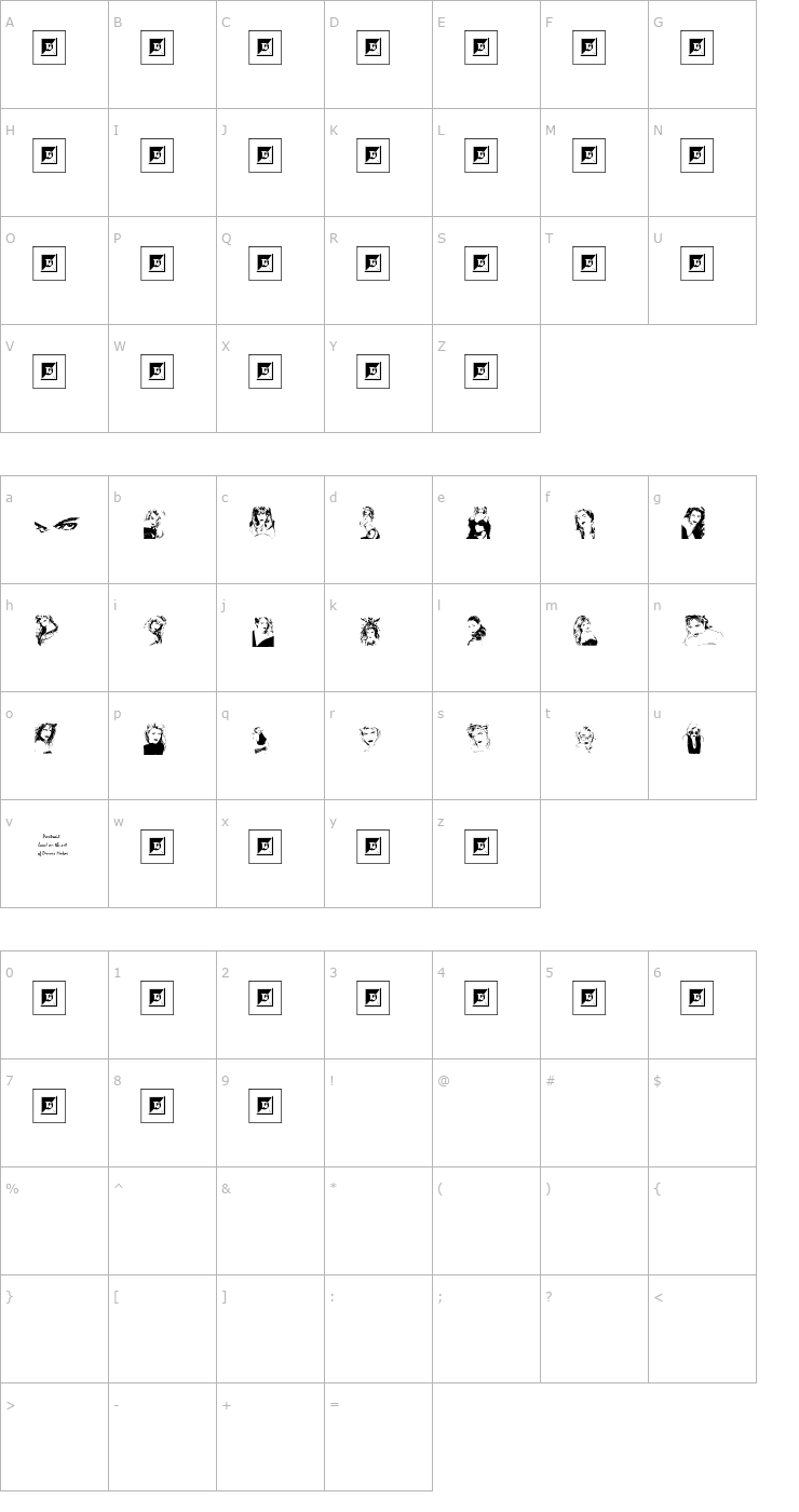 Character Map Portrait Font