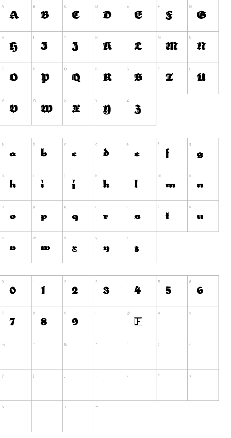 Character Map Poseidon Font