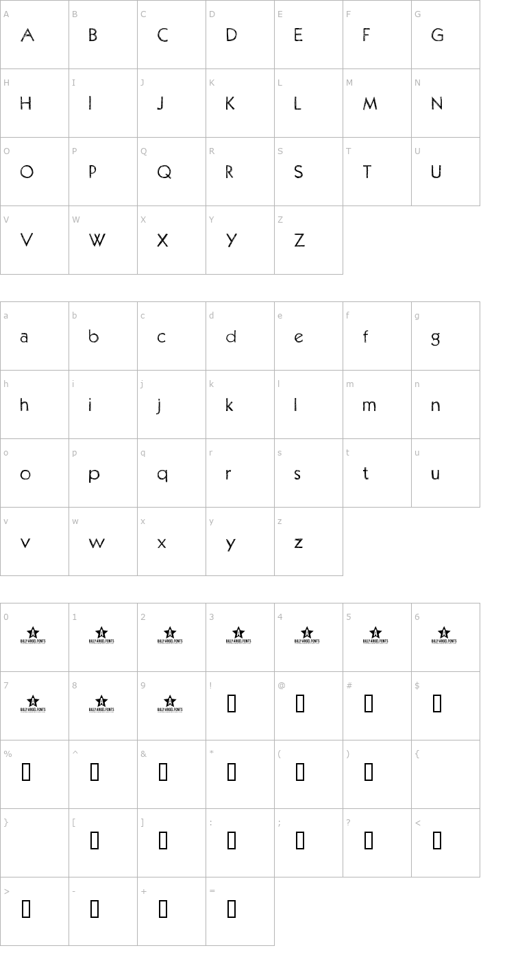 Character Map Positiv-A Font