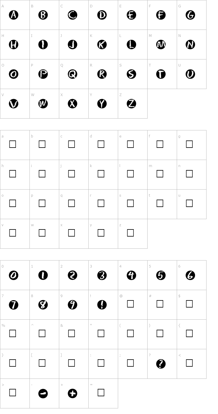 Character Map PostIt Font