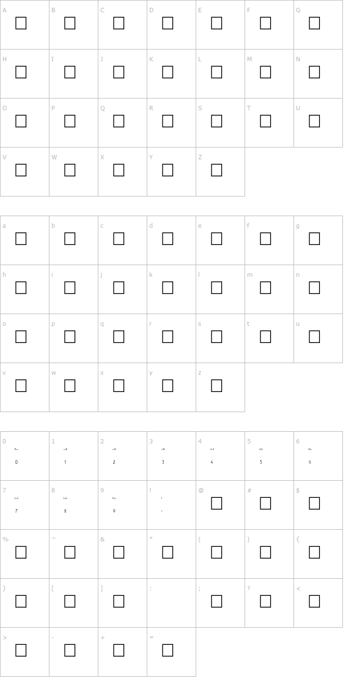 Character Map PostNetHrTt Font