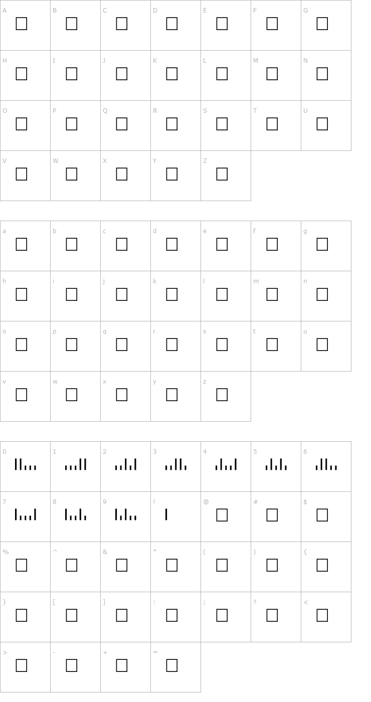 Character Map PostNetTt Font