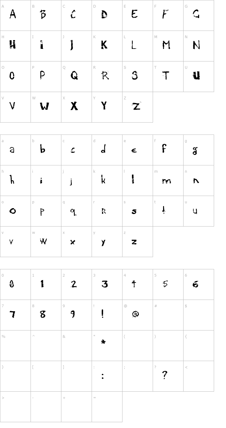Character Map Potato Press Font