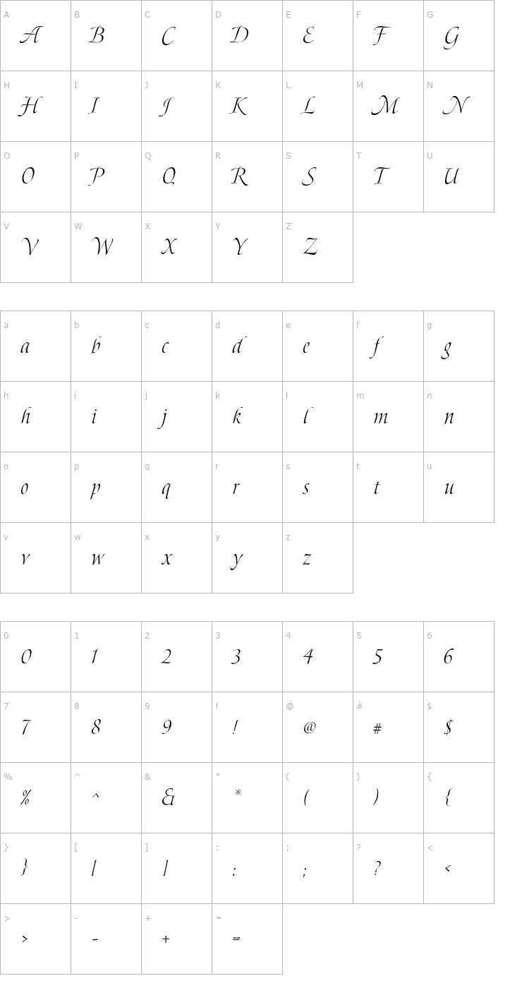 Character Map Pouty Script Font