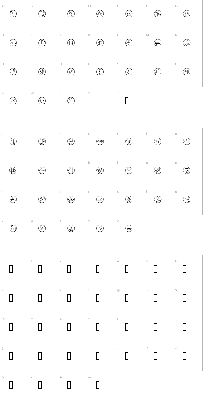 Character Map Powers of Marduk Font