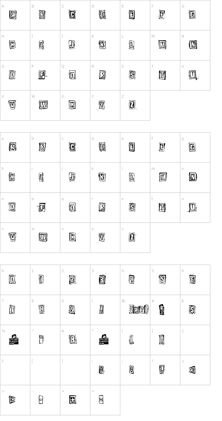 Character Map Pozo Font