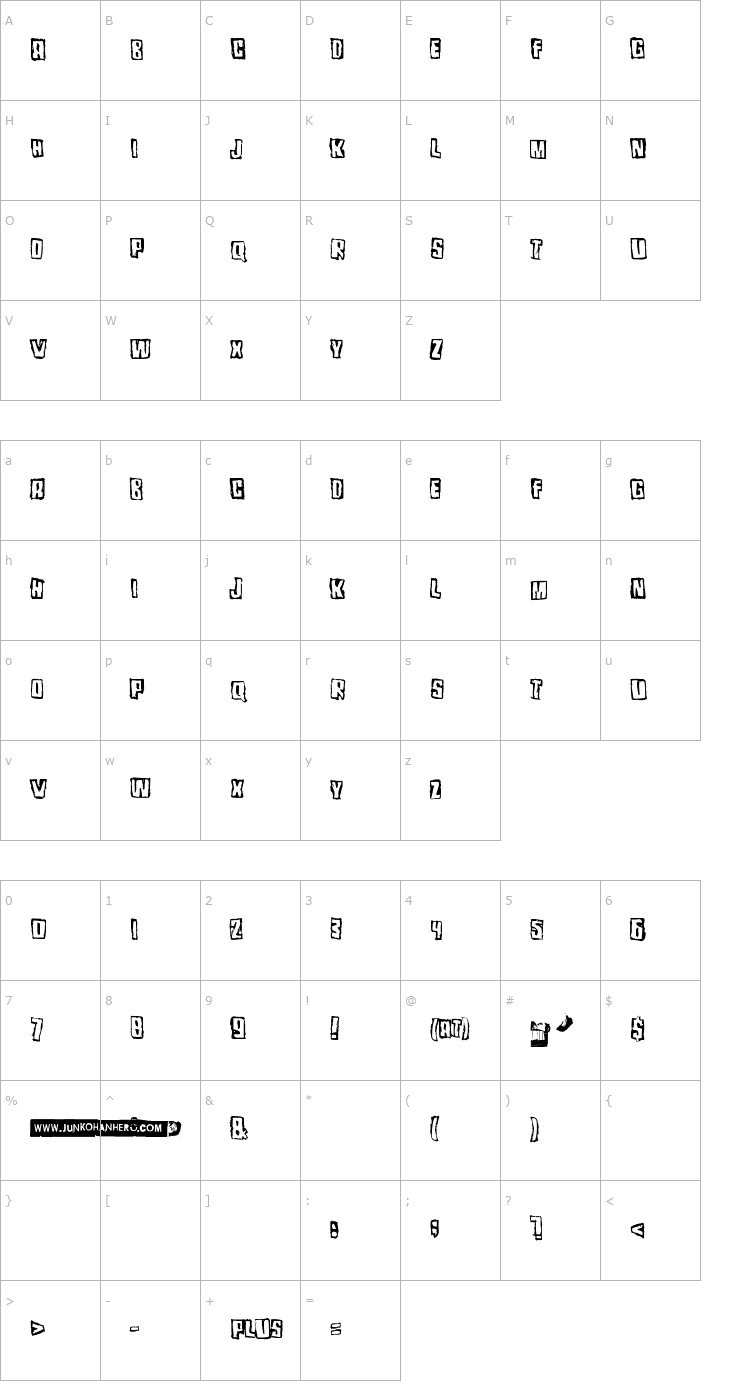 Character Map Pozofour Font