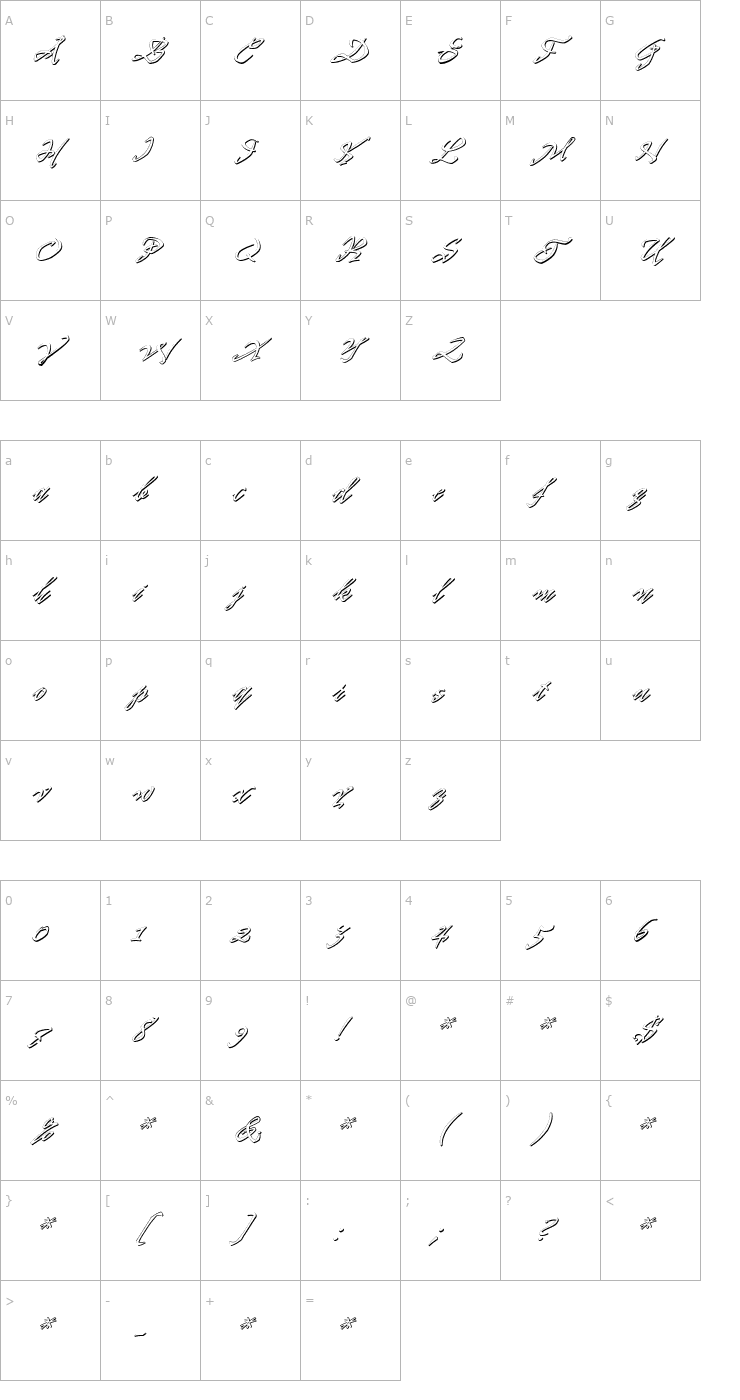 Character Map PR8 Shadow Cat Font