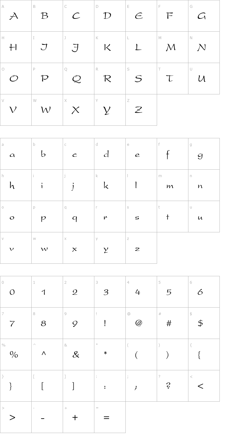 Character Map Precidio Normal Font