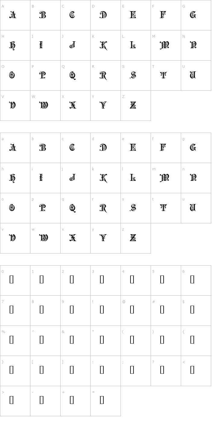 Character Map Preciosa Font