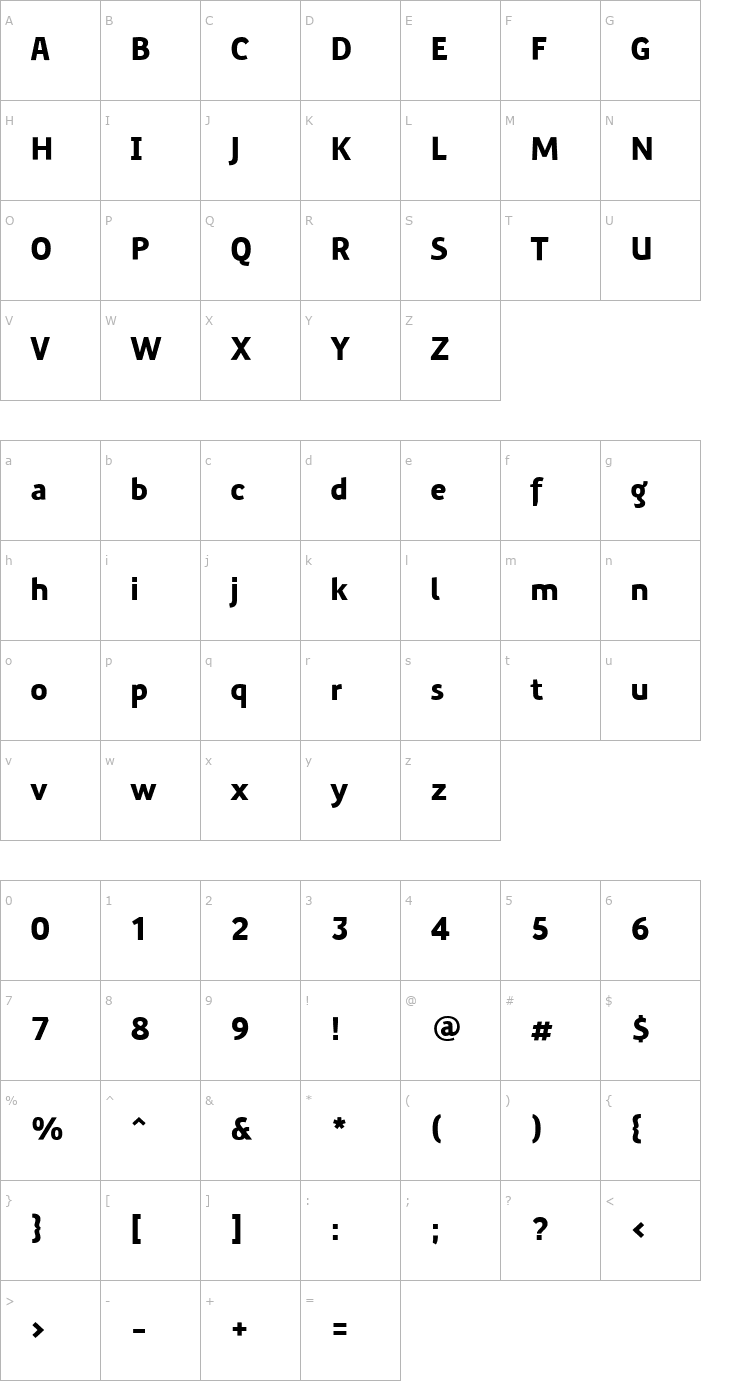 Character Map PreciousSans-Black Font