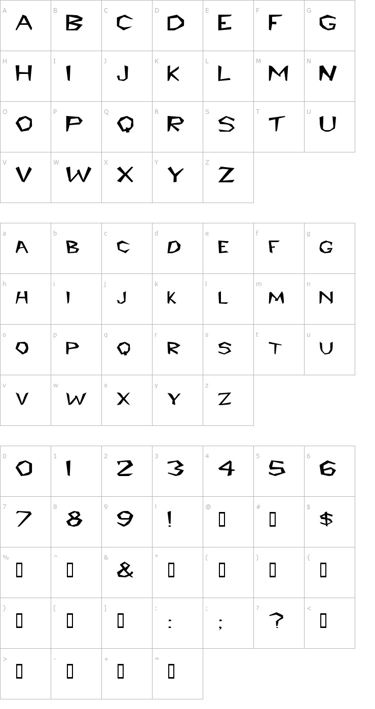 Character Map PrehistoricExtended Font