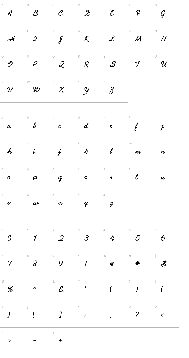 Character Map PreludeFLF-Bold Font