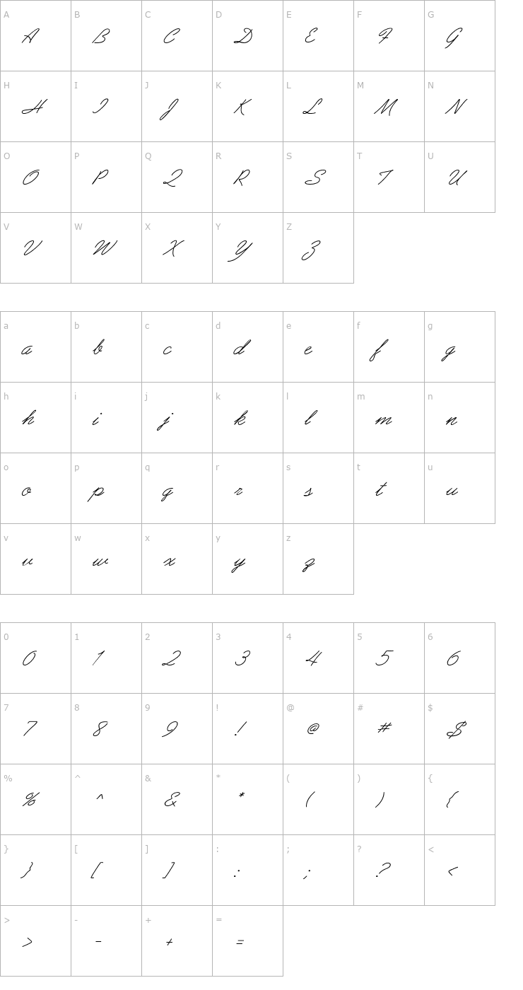 Character Map PreludeFLF-Italic Font
