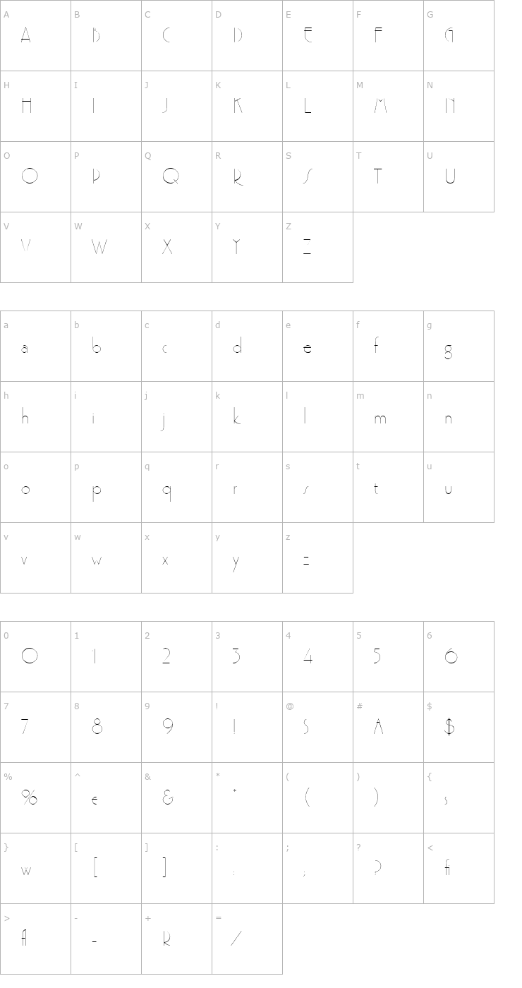 Character Map Premier Lightline LET Plain1.0 Font