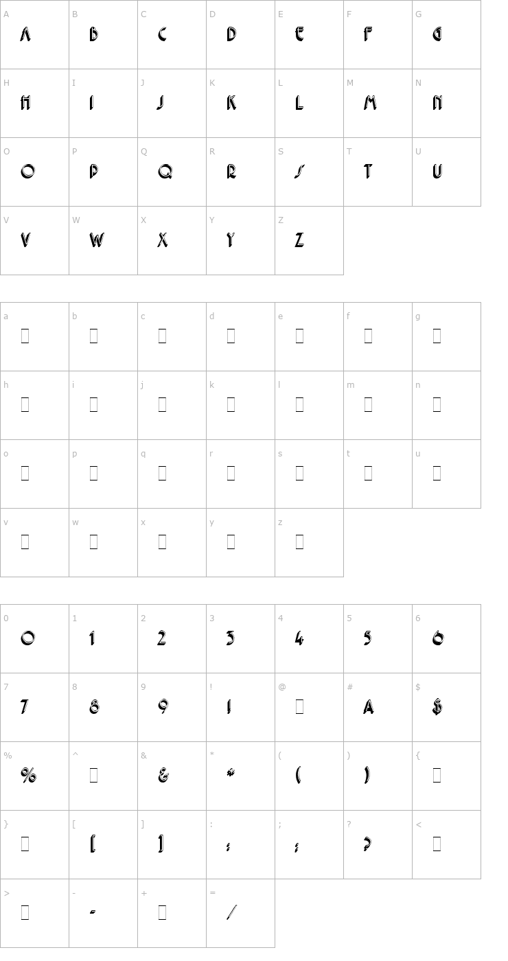 Character Map Premier Shaded LET Plain1.0 Font