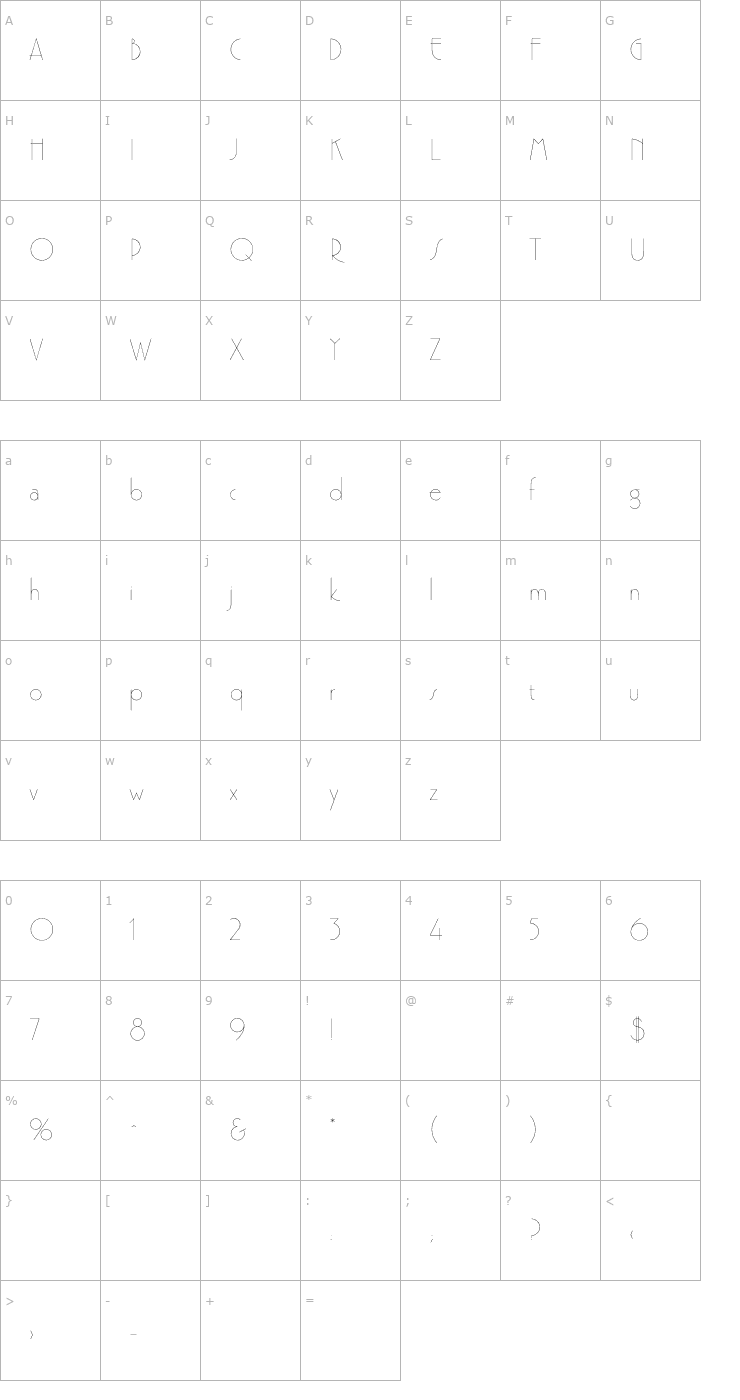 Character Map PremierLightline Font