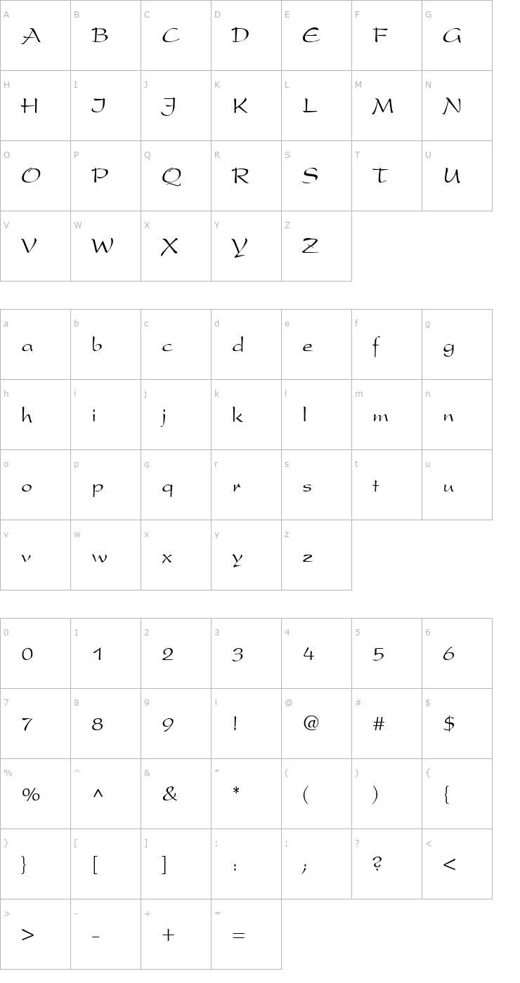 Character Map President Cyr Font