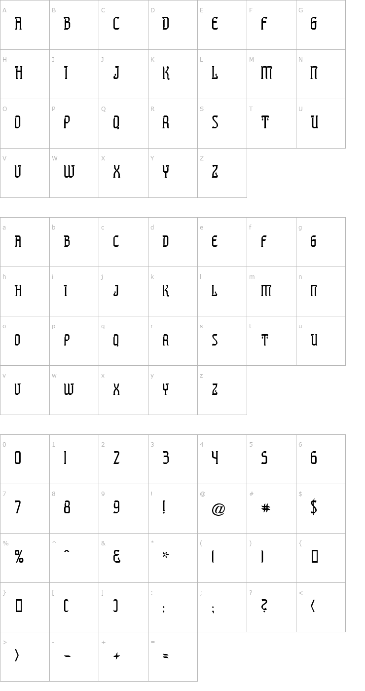 Character Map Presidente Tequila Font