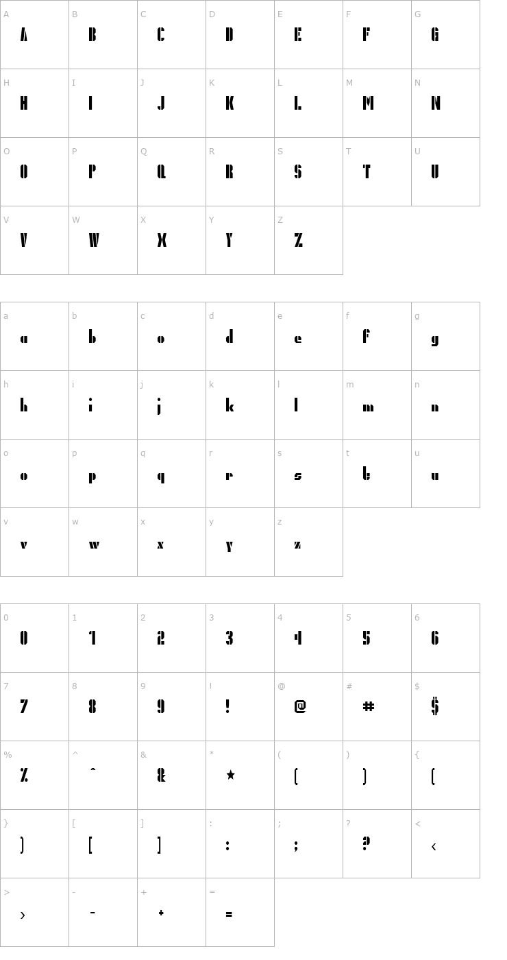 Character Map PresidentGas Font