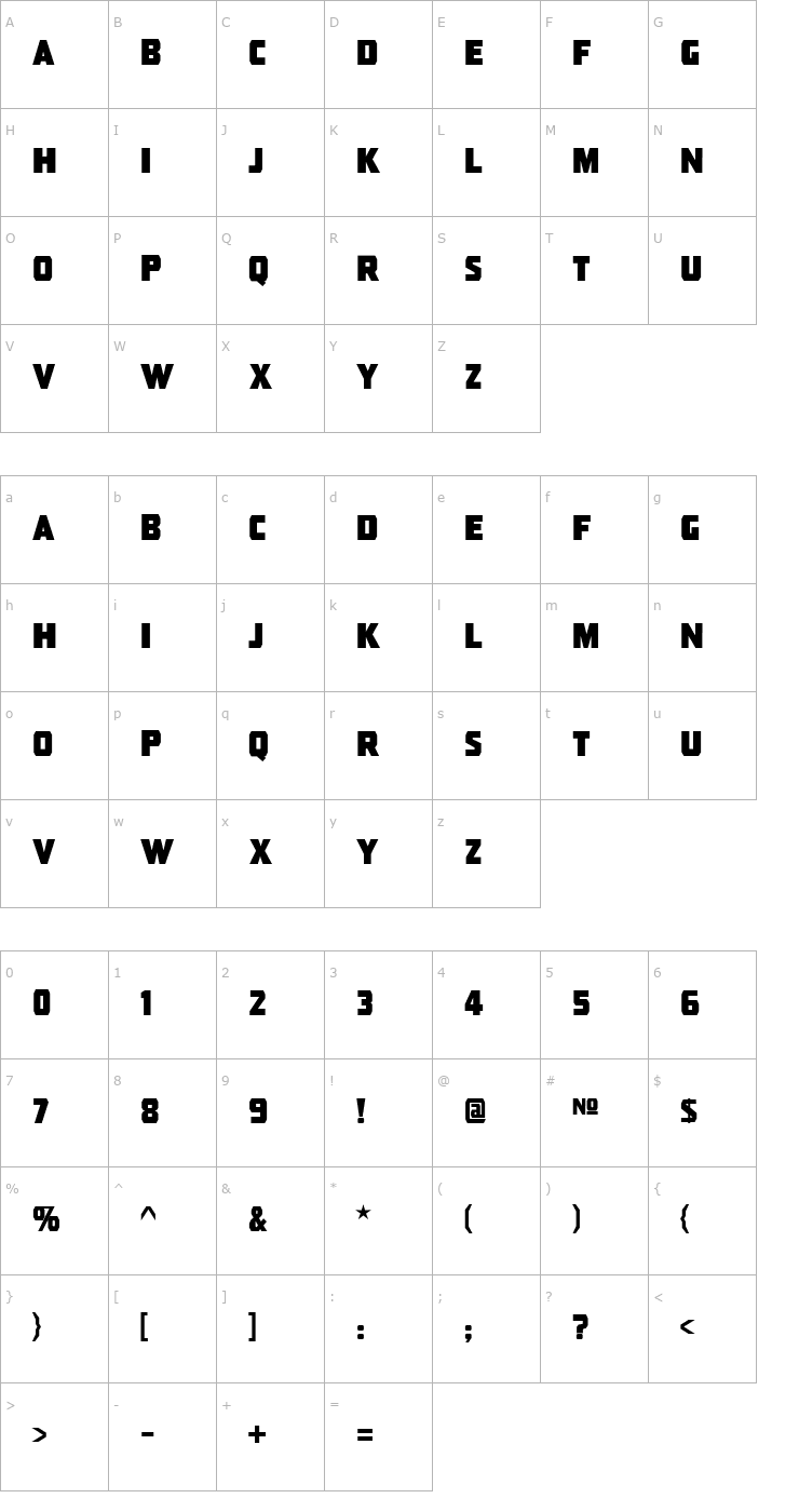 Character Map Pressboard JL Regular Font