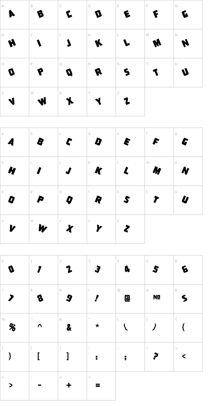 Character Map Pressboard Jumbled JL Regular Font