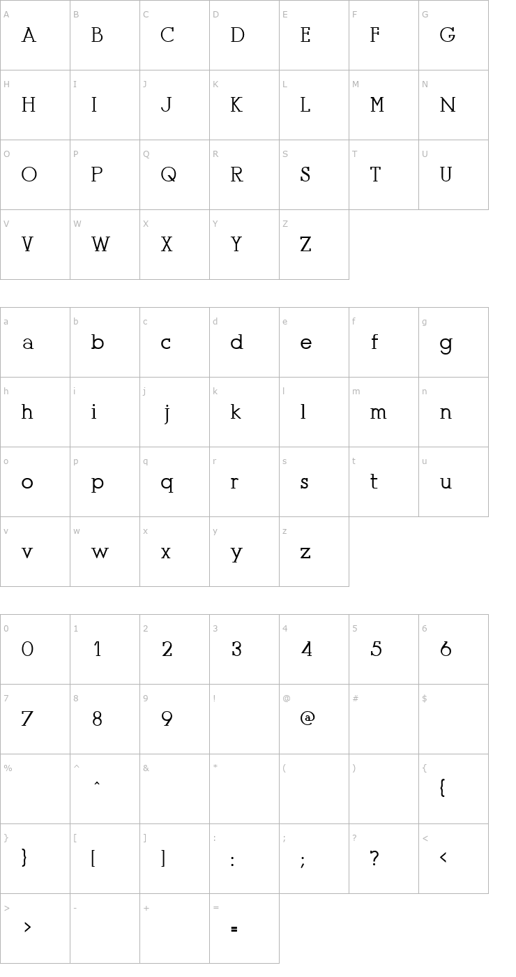 Character Map Presse (Unregistered) Font