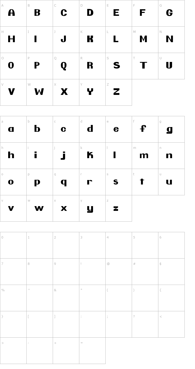 Character Map Pretendo Font