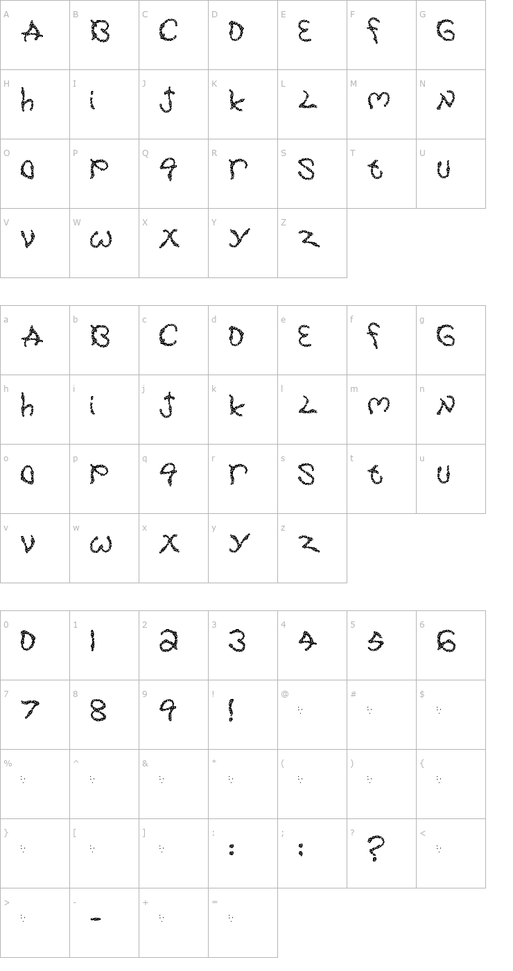 Character Map Pretzel Font