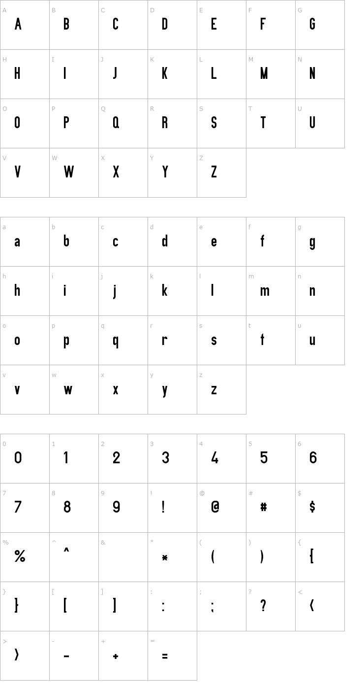 Character Map Preussische IV 44 Ausgabe 3 Font
