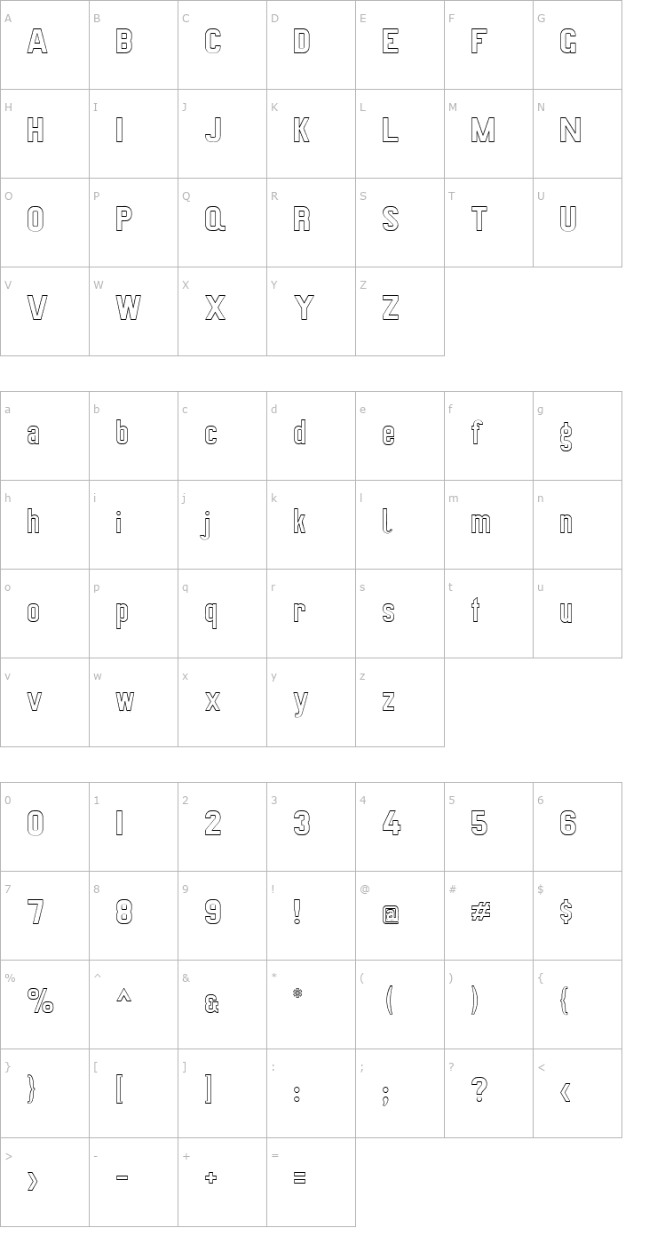 Character Map Preussische VI 9 Linie Font