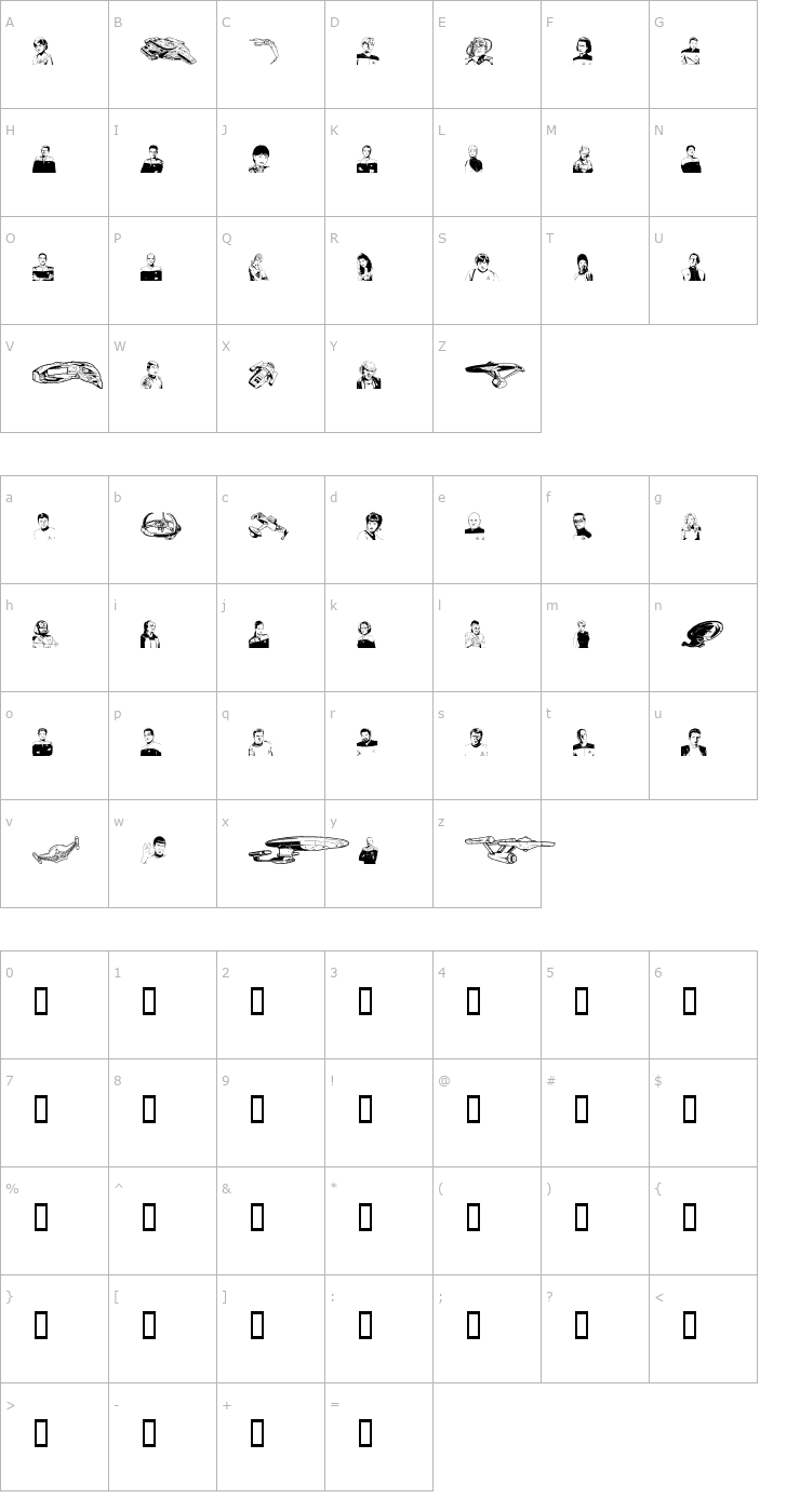 Character Map Prime Directive Font