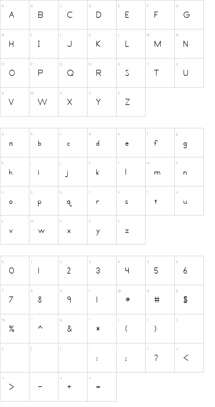 Character Map Primer Print Font