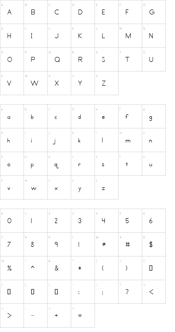 Character Map Primer Print Medium Font