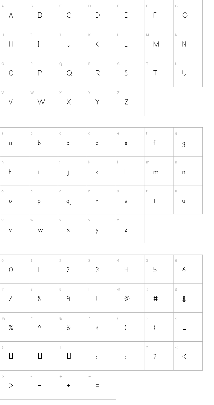 Character Map Primer Print Regular Font